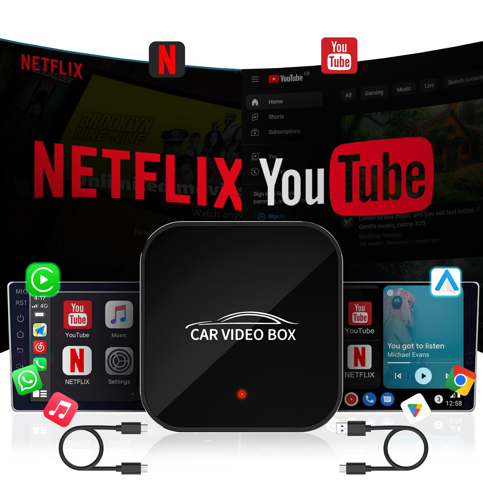 Car Android Box Wireless CarPlay AI Box Android Auto Adapter